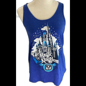 Disneyland Women's Tank Top Size M Blue Vintage 1971 Magic Kingdom Racer Back